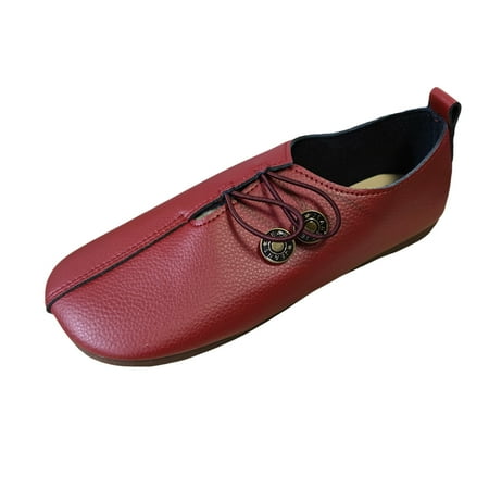 

Sngxgn Women s Leather Loafer Driving Style Comfortable Office Shoes Slip On Walking Flats(Wine 8)