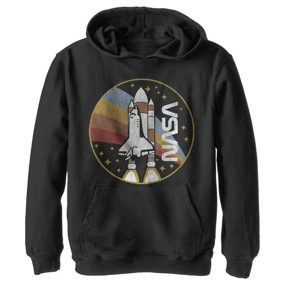 Boy's NASA Rainbow Launch Pull Over Hoodie Black X Large