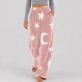 thumbnail image 5 of Kezqiaxn Comfy Pants Women Fleece Stretchy High Waisted Warm Lounge Pants with Pockets Fall Pajama Bottoms Plus Size Fashion PinkA M, 5 of 9