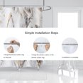 thumbnail image 4 of Juegos de baño de mármol con cortina de ducha, cortina de ducha de baño blanca dorada gris abstracta, cortina de ducha de mármol moderna, decoración de baño azul blanco gris, 4 of 5
