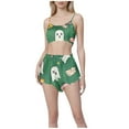 thumbnail image 2 of Nmnitkp Pajamas for Women Set Silk New Style Ladies' Casual And Fashionable Halloween Suspender Shorts Pajama Set Green,2XL, 2 of 6