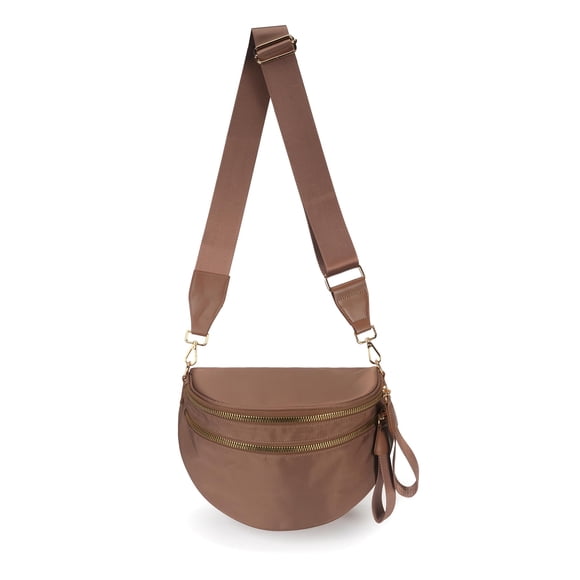 Bolso FEIBOON espacioso de nailon tipo bandolera marrón