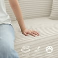 thumbnail image 6 of 78" Convertible Sofa Bed, Corduroy Deep Seat Folding Pull Out Couch with Pillows, No Assembly Modern Boneless Couch Compression Sofa in Box, Floor Sofa with Storage Pocket for Living Room Beige, 6 of 9