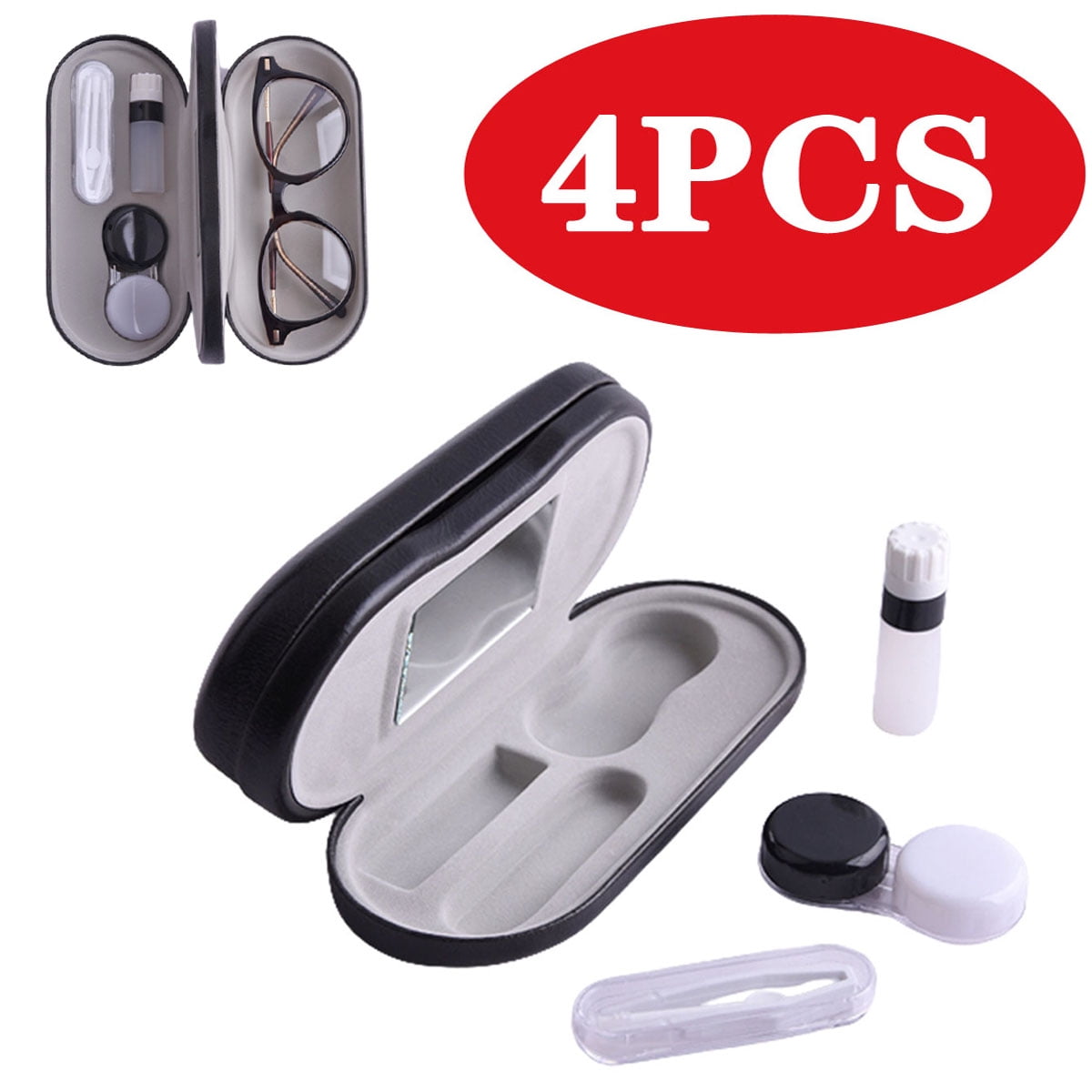 Glasses Case Contact Lens Case and  Eyeglasses Case 2 in 1 Double Functional Eyeglasses Case for Travel