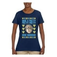thumbnail image 2 of Wild Bobby, Have a Pretty Pretty Pretty Good Hanukkah Curb Larry, Hanukkah, Women Graphic Tee, Navy, X-Large, 2 of 4
