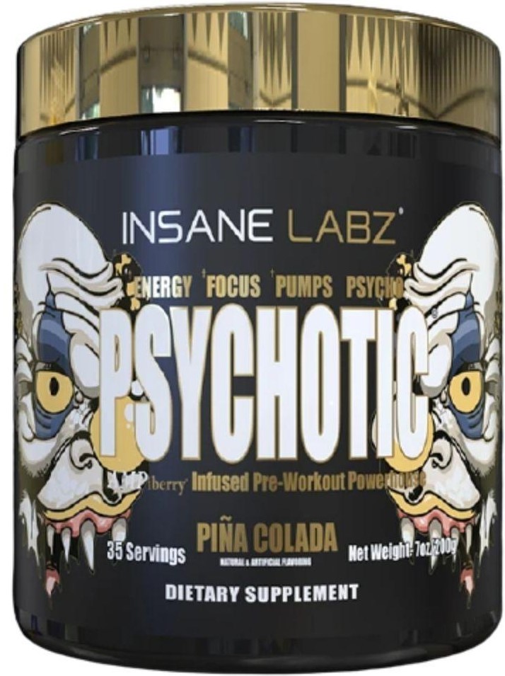 Psychotic Gold Pre Workout Pina Colada 35 Servings Insane Labz