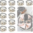 thumbnail image 1 of Paquete de 12 servilleteros de perlas, servilleteros dorados para eventos formales, 1 of 3