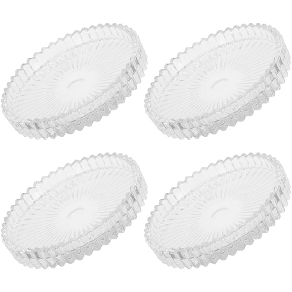 4pcs Glass Candle Holder Plate 4 Inch Pillar Tray for Dining and Tabletop