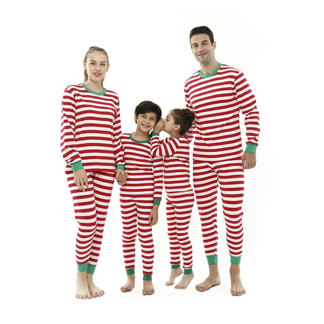 Pyjamas de Noël Rayés Rouges et Blancs pour Famille, Vêtements de Nuit pour Enfants, Pyjamas pour Famille, Vêtements de Maison pour Couples