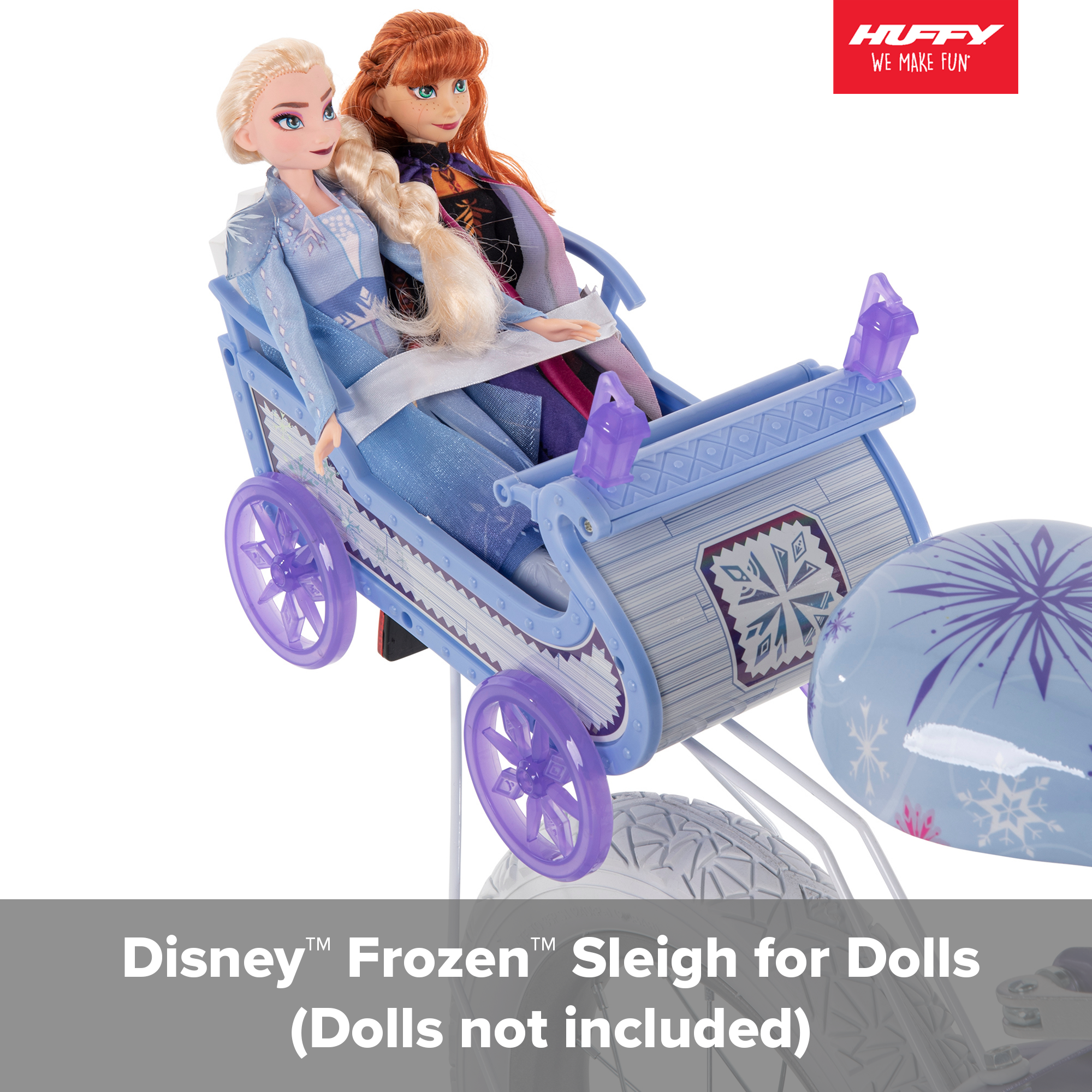 Disney Frozen 12 in. Bike with Doll Carrier Sleigh for Girl's, Ages 2+ Years, White and Purple by Huffy - image 4 of 19