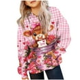 thumbnail image 2 of Sudadera con capucha para niños, camiseta de manga larga con estampado de cuello redondo para niños y niñas mayores, sudadera con capucha, top de poliéster para niña, 2 of 5
