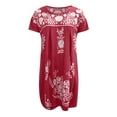 thumbnail image 4 of QIPOPIQ Robe Maxi pour Femme Plage Élégante à Manches Courtes Tendance Décontractée Robes Aguichant d'Été Robe à Volants Imprimé Floral Chandail à Enfiler Robe à Col Rond Offres 2023, 4 of 5
