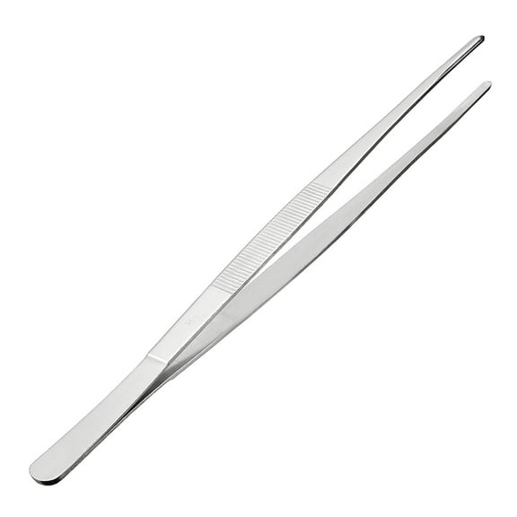 1 Pcs 12-Inch Stainless Steel Straight Blunt Tweezers with Serrated Tip