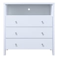 thumbnail image 1 of Hodedah Commode en Bois Manufacturé à 3 Tiroirs avec Étagère Ouverte en Blanc, 1 of 7