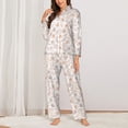thumbnail image 3 of Wukai Maple Leaves Print Women's Pajama Set - Soft Long Sleeve Sleepwear for Comfort and Style-X-Large, 3 of 9