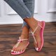 thumbnail image 1 of Zapatos casuales de moda de verano para la playa para mujer, pantuflas de tacón plano con lazo de cuentas de perlas, sandalias de Color sólido, chanclas Wmkox8yii  shjk7887, 1 of 9