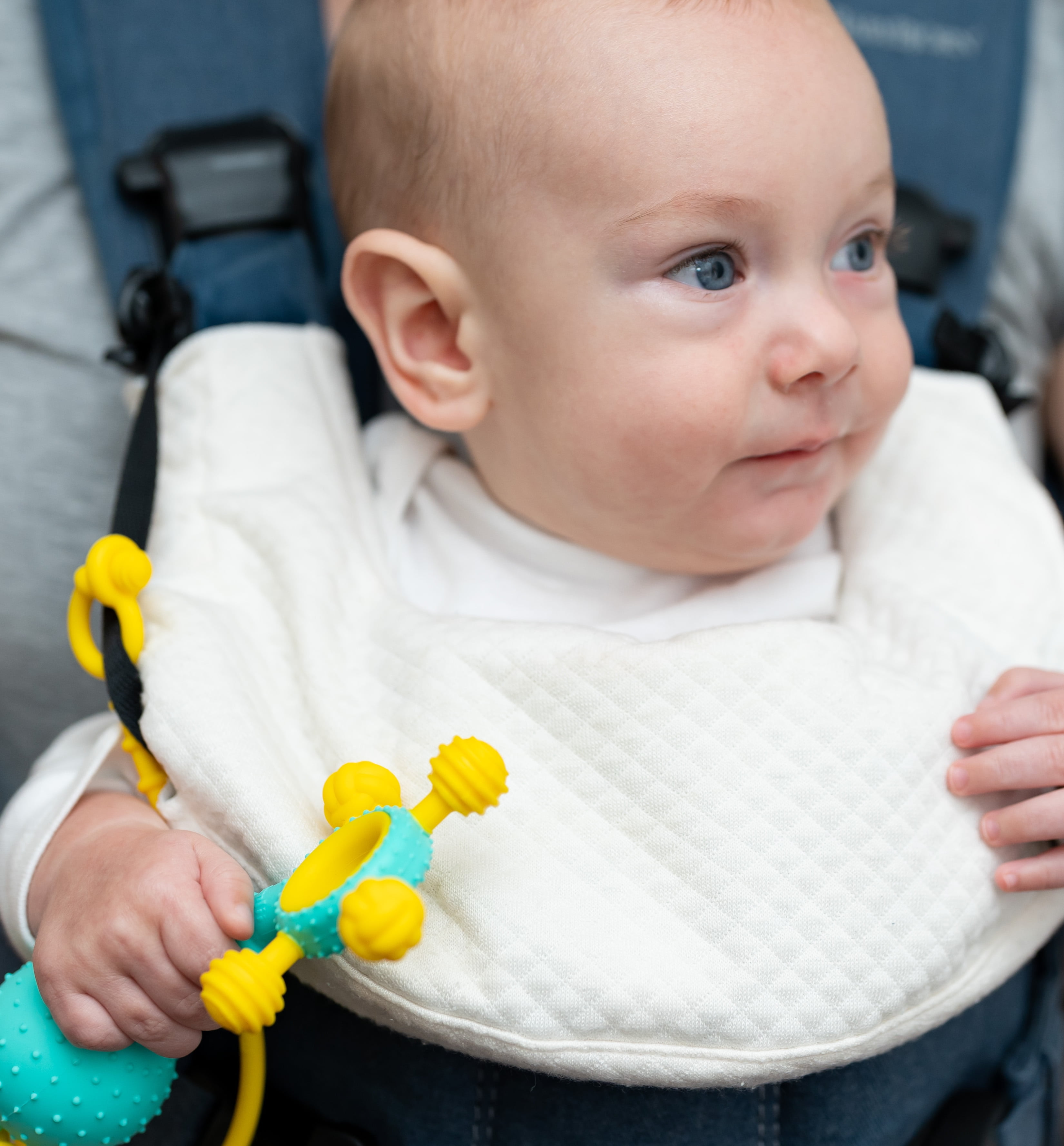 Mobi Liinklz Silicone Teether Soft Baby Toy Pacifier Straps for High Chair, Stroller, Car Seat and Carrier, 3-Pack, Cool