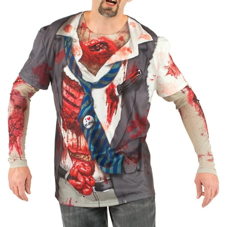 Men's Zombie Tee Shirt with Mesh Long Sleeves
