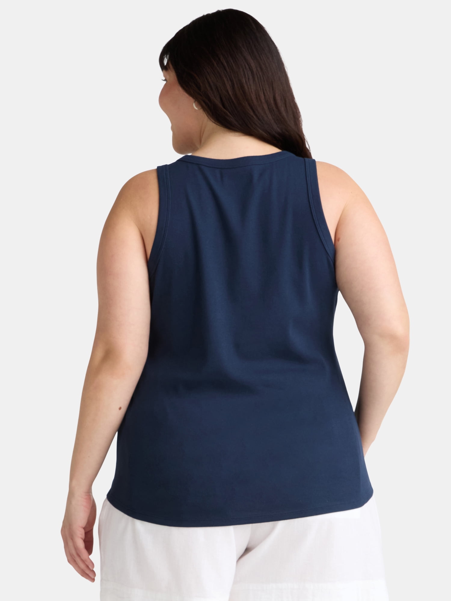 Terra & Sky Women's Plus Size High Neck Rib Tank Top, 2-Pack
