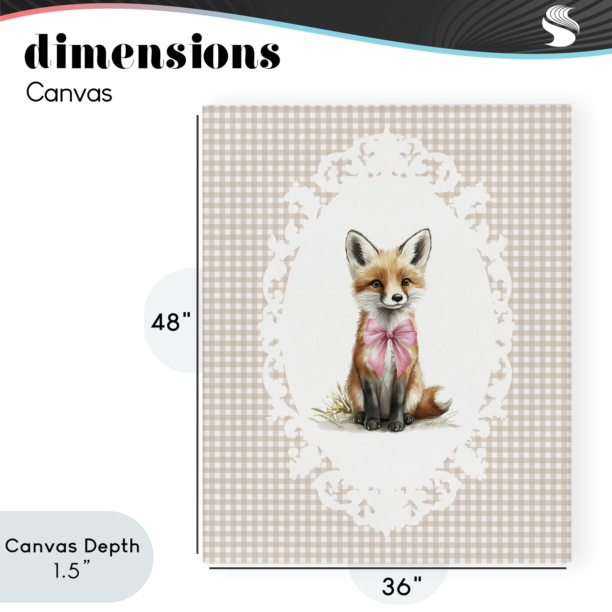 Stupell Industries Vintage Bow Fox on Gingham Canvas Wall Art, design by Christine Simpson Art
