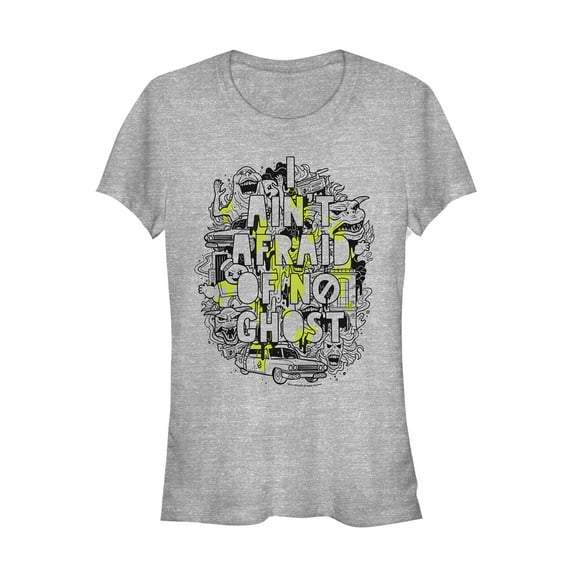 Junior's Ghostbusters Ain't Afraid of No Ghost Collage  Graphic Tee Athletic Heather X Large
