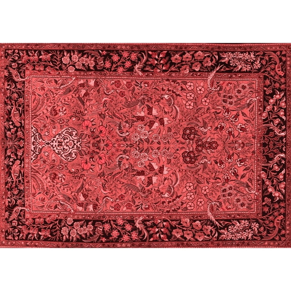 Ahgly Company Indoor Rectangle Animal Red Traditional Area Rugs, 7' x 10'