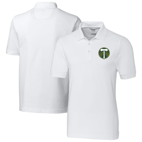 Men's-Cutter & Buck  White Portland Timbers Big & Tall Advantage Eco Tri-Blend Pique Polo