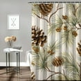 thumbnail image 2 of Fenyluxe Pine Cones Branches Pretty Shower Curtain 100% Polyester Fiber Bathroom Decor Washable with Hooks 69x72, 2 of 7