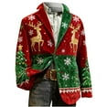 thumbnail image 6 of oelaio Men's Ugly Christmas Blazer Corduroy Xmas Print Holiday Party Jacket Two Button Slim Fit Business Office Blazers with Pockets Red XXL, 6 of 8
