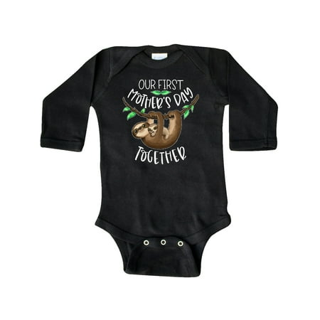 

Inktastic Our 1st Mothers Day Together Cute Mom and Baby Sloth Gift Baby Boy or Baby Girl Long Sleeve Bodysuit