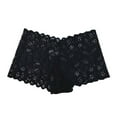 thumbnail image 2 of Women's Elegant Lace Boyshorts Breathable Hollow Out Underwear With Comfort Fit Design, S, Black, 2 of 3