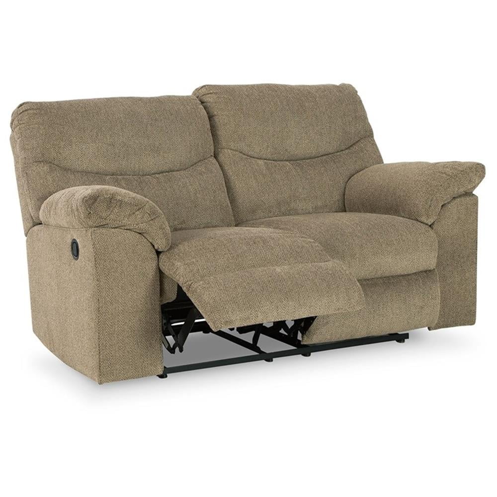 Bowery Hill Contemporary Fabric Reclining Loveseat in Light Brown