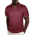 thumbnail image 2 of Mens Cotton Golf Shirt Short Sleeve Knit Jacquard Golf Polo Shirts for Men Moisture Wicking Performance Quick Dry Polo Shirts Wine, 2 of 7