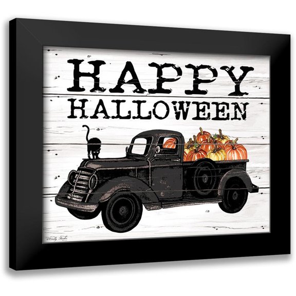 Jacobs, Cindy 14x12 Black Modern Framed Museum Art Print Titled - Happy Halloween Black Truck