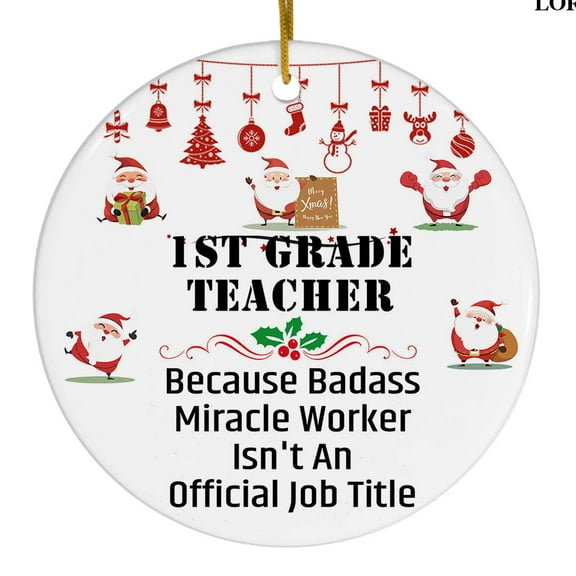 Ornament Kits 2025, Ornaments 2025 - 1st Grade Teacher Ornaments Christmas 2025, Birthday Gifts for Mom, Dad, Grandma, Grandpa, 1st Grade Teacher Christmas Tree Decoration Ceramic Ornament
