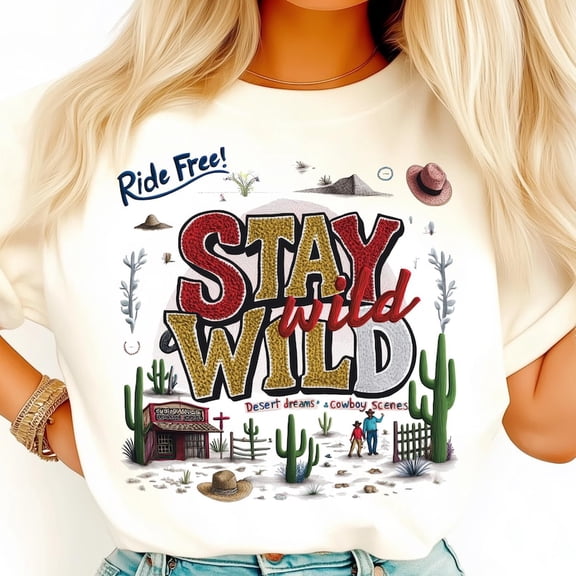 Retro Western Stay Wild Shirt, Vintage Cowboy Life Tee, Desert Rodeo Spirit T-Shirt, Country Roads Wild West Graphic Tee