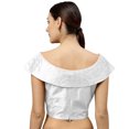 thumbnail image 3 of eloria Women's Art Silk Boat Neck Sari Top Blouse Partywear Sleevless Fillers With backside Zipper, Color : White, 3 of 6