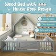 thumbnail image 6 of QZYeYun Full Size House Floor Bed, Double Full Floor Bed with Door and Full-length Guardrails, Multi-function Design, Grey, 6 of 8
