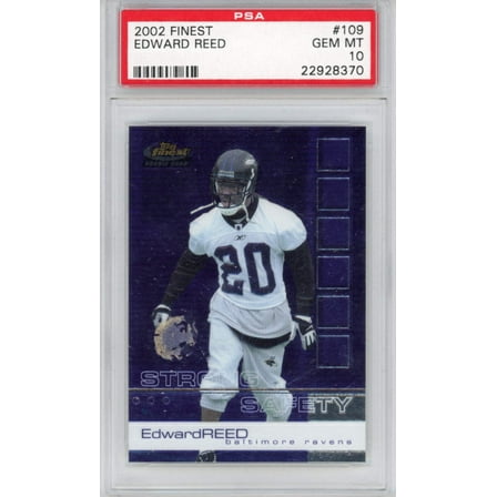 Graded 2002 Topps Finest Ed Reed #109 Rookie RC Football Card PSA 10 Gem Mint