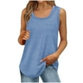 thumbnail image 3 of Fanxing Comfy Tank Tops for Women Summer Loose Fit Sleeveless T Shirts Solid Color Pocket Camisoles Light Blue,L, 3 of 8