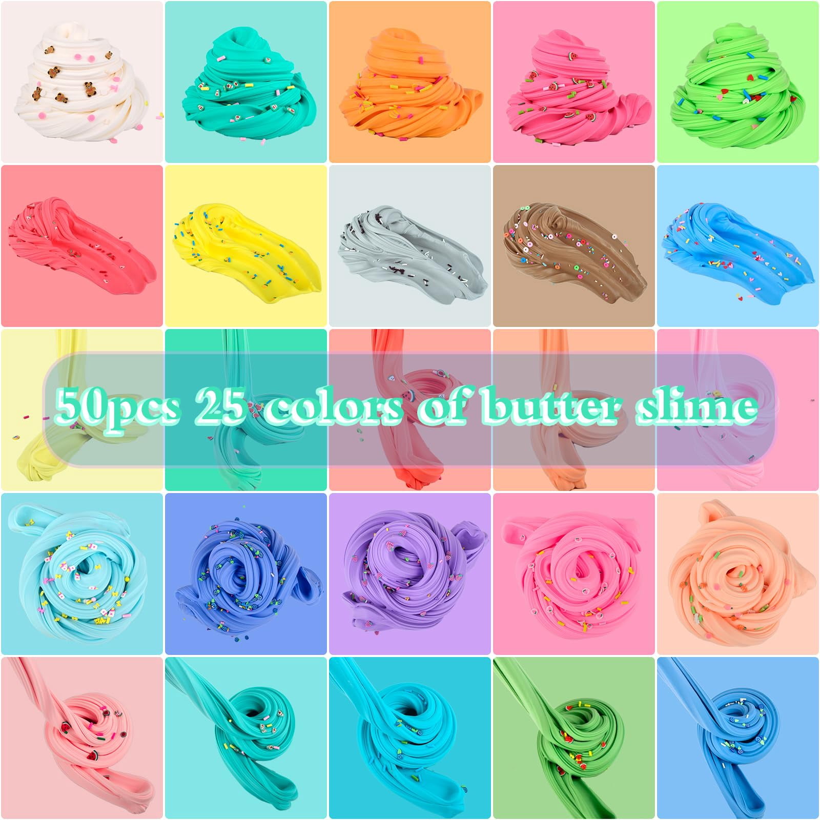 58 Pack Mini Easter Slimes kit, Butter Slime Party Favors, Slime Bulk Toy for Classroom Prizes, Goodie Bag Stuffers for Kids Boys Girls, Ideal Birthday Easter Filling Gifts