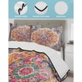 thumbnail image 4 of Quilts Twin Size, Blue Pink Soft Comforter Bedding Set for Bed, Boho Middle Century Geometric Abstract Lightweight Quilted Bedspread with Pillow Cover(2 Pieces) for All Season, 68x86 Inch, 4 of 6