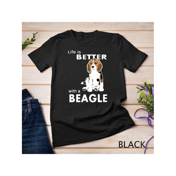 Camiseta "La vida es mejor con un beagle": corte regular, algodón, estilo informal, gráfico divertido de un beagle y una bicicleta, ideal para todas las estaciones.