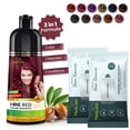 thumbnail image 2 of (4 pack) Herbishh Wine Red Hair Color Shampoo for Gray Hair with Pack 2 Hair colour stain remover, Hair Dye Shampoo 3 in 1, 100% Gray Coverage, Permanent Hair Color for Men & Women, Ammonia-free, 500 ml, 2 of 7