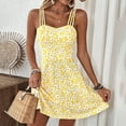 thumbnail image 2 of MORTTIC Women's Boho Floral Mini Dress Spaghetti Strap A-Line Sundress for Vacation Casual Summer Wear Yellow，S, 2 of 7