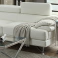 thumbnail image 4 of Bobkona Living Room 2pcs Sectional Sofa White Faux Leather Chaise Sofa Cushion Tufted Seat Flip up Headrest Couch, 4 of 6