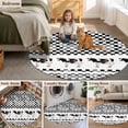 thumbnail image 6 of Black Plaid Farmhouse Round Area Rugs Collection 3', Watercolor Cute Country Cow Checkered Non Slip Indoor Circular Throw Runner Rug Floor Mat Carpet for Living Room Dining Table Bedroom Nursery, 6 of 9