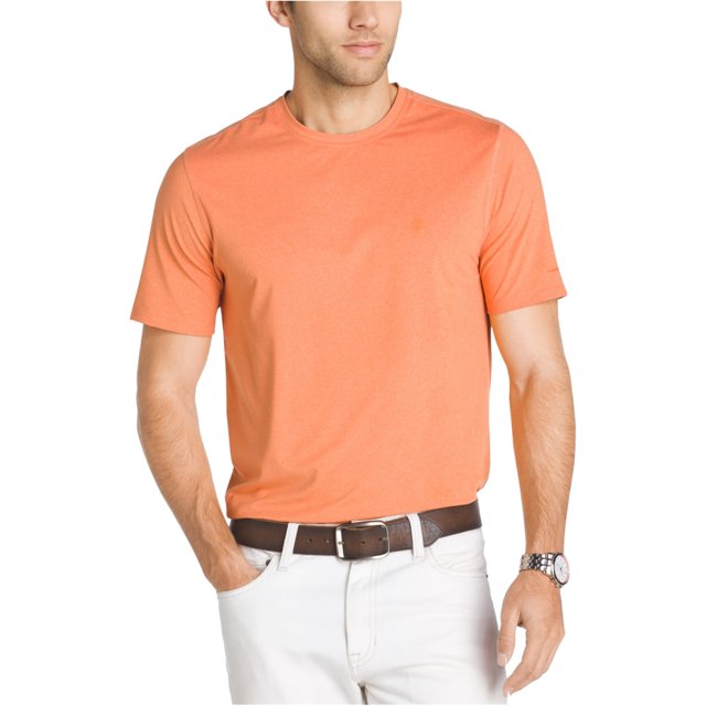 IZOD CoolFX Camiseta básica de algodón para hombre, naranja, grande IZOD Camiseta básica