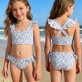 thumbnail image 2 of lnmuld Girls Fashion Floral Print Two Piece Swimsuit Cute Ruffle Bikini Tankini for Toddler Kids Color:Blue,Size:7-8 Years, 2 of 8