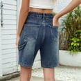 thumbnail image 6 of Vintage Knee Length Baggy Jorts with Pockets Cargo Shorts for Women High Waisted Y2k Streetwear Fashion Dark Blue XXL, 6 of 9